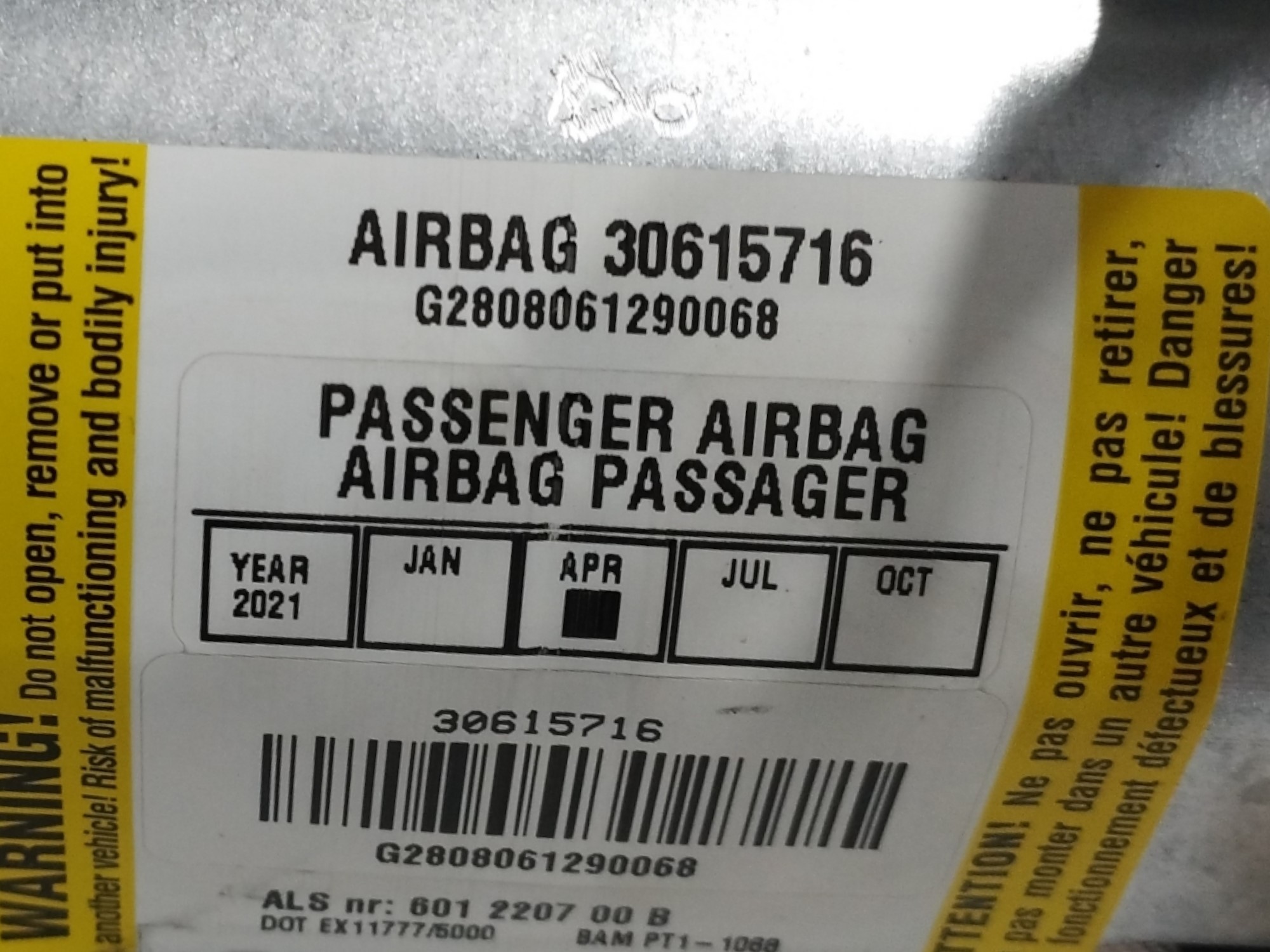 AIRBAG DELANTERO DERECHO